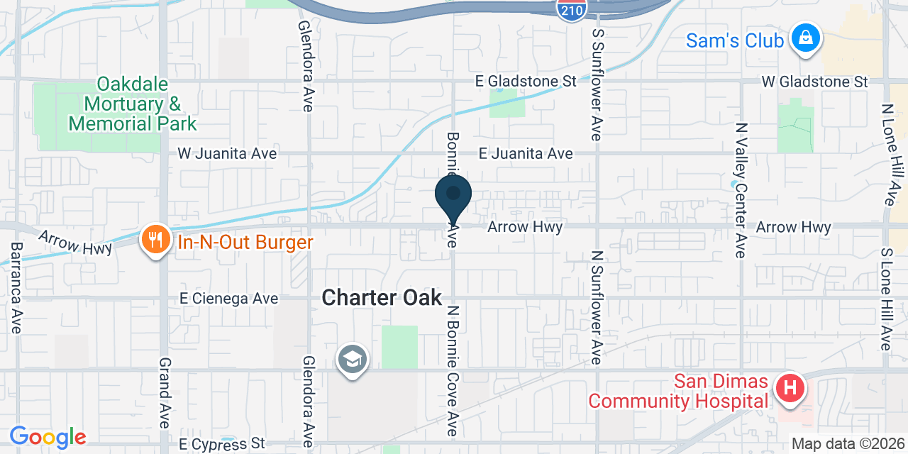 Map showing Charter Oak, Los Angeles County, CA