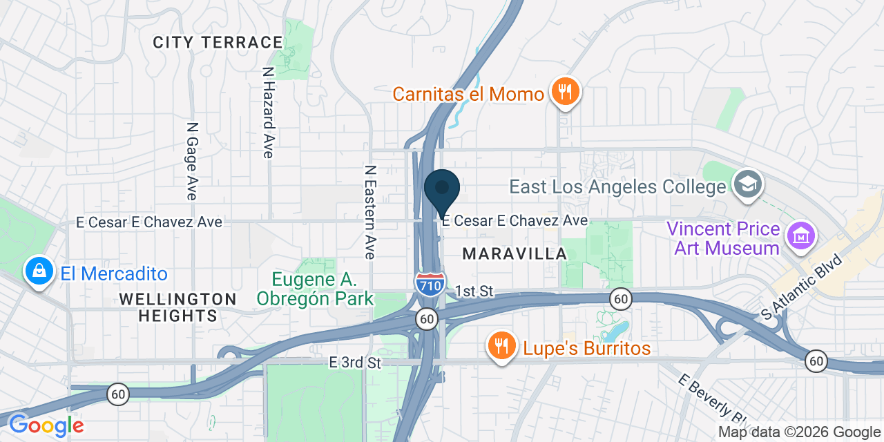 Map showing East Los Angeles, Los Angeles County, CA