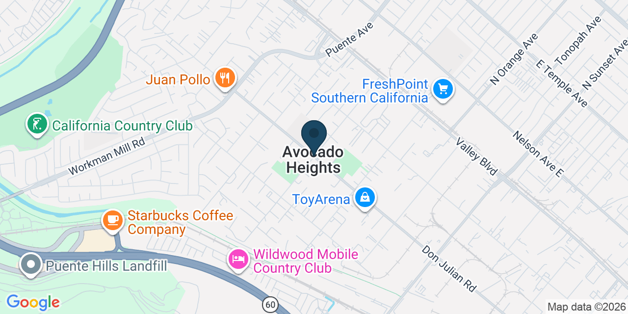 Map showing Avocado Heights, Los Angeles County, CA
