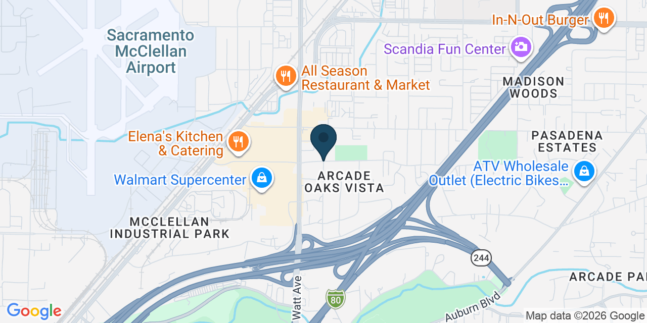 Map showing North Highlands, Sacramento County, CA