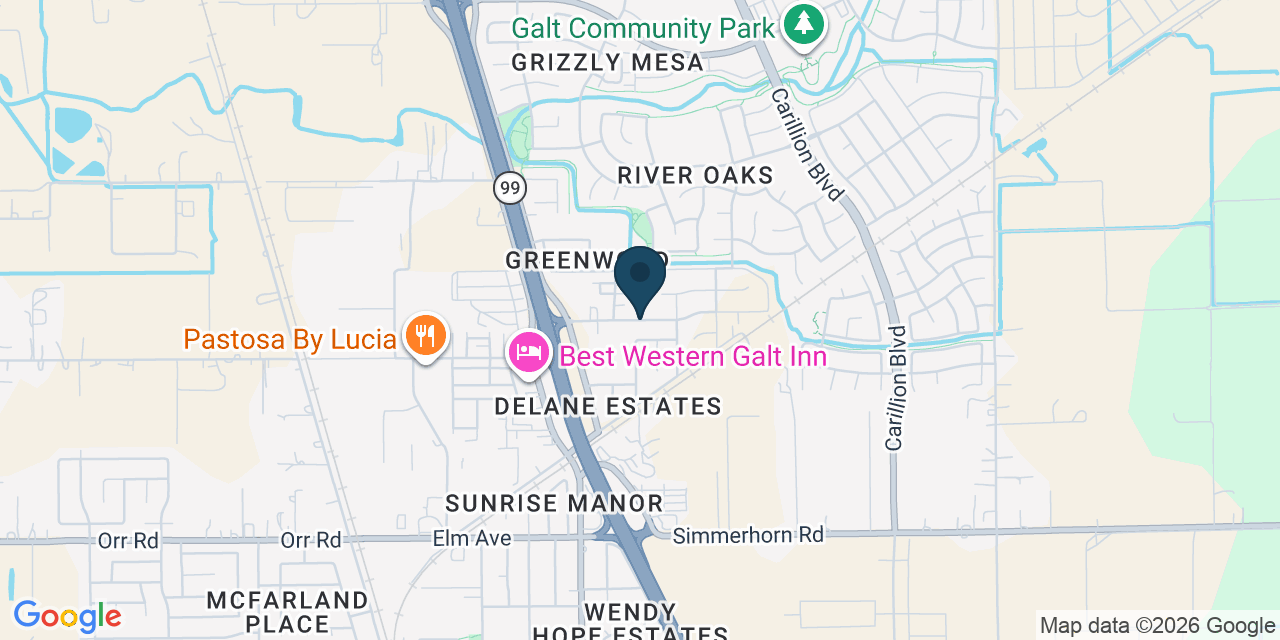 Map showing Galt, Sacramento County, CA