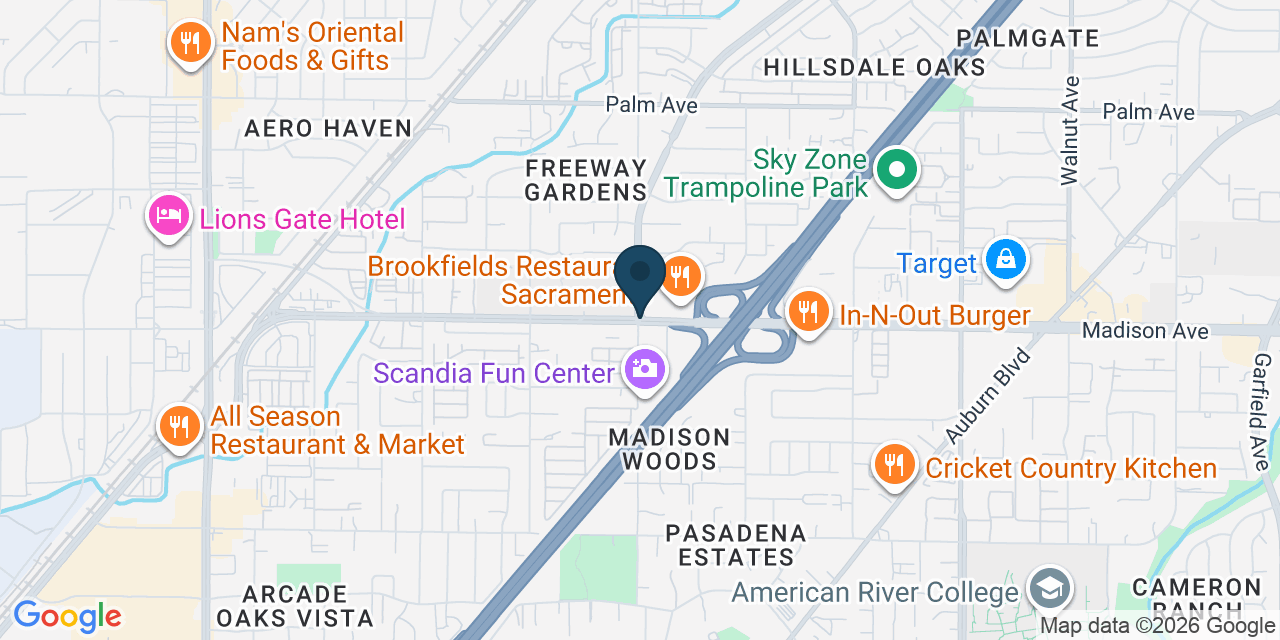 Map showing North Highlands, Sacramento County, CA