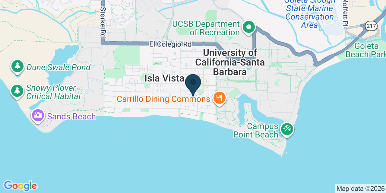 Map showing Isla Vista, Santa Barbara County, CA