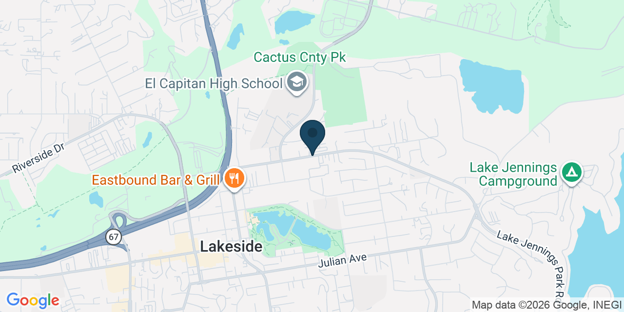 Map showing Lakeside, San Diego County, CA
