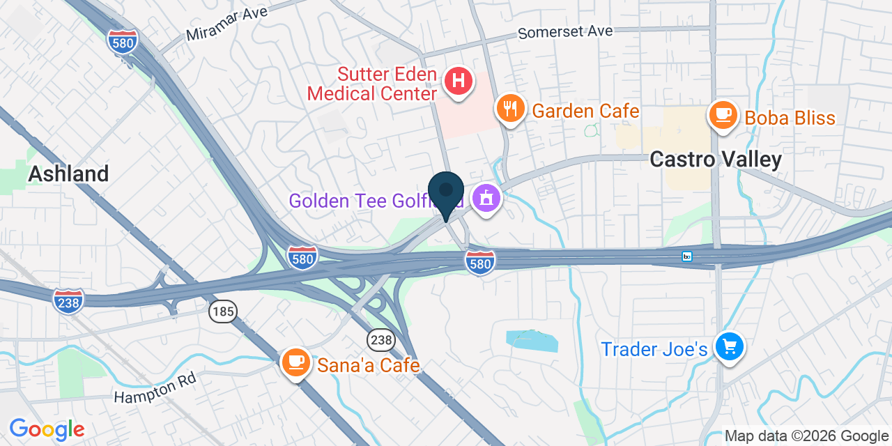 Map showing Castro Valley, Alameda County, CA