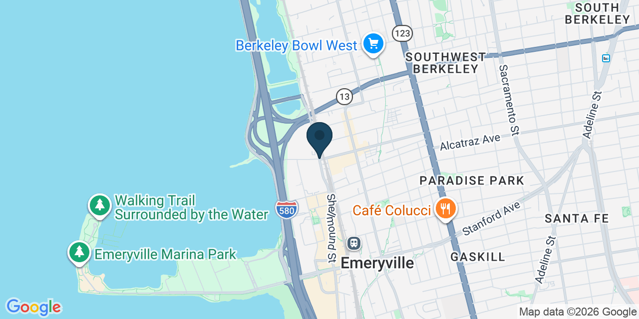 Map showing Emeryville, Alameda County, CA