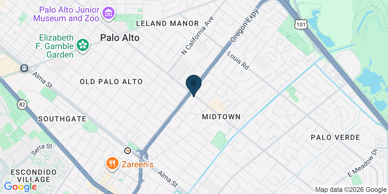 Map showing Palo Alto, Santa Clara County, CA