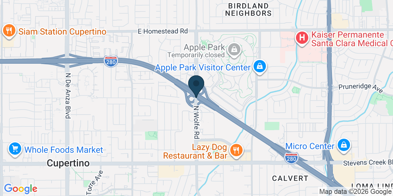 Map showing Cupertino, Santa Clara County, CA