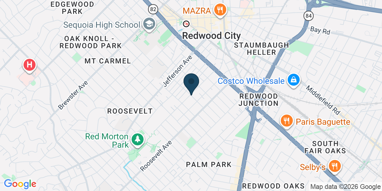 Map showing Redwood City, San Mateo County, CA