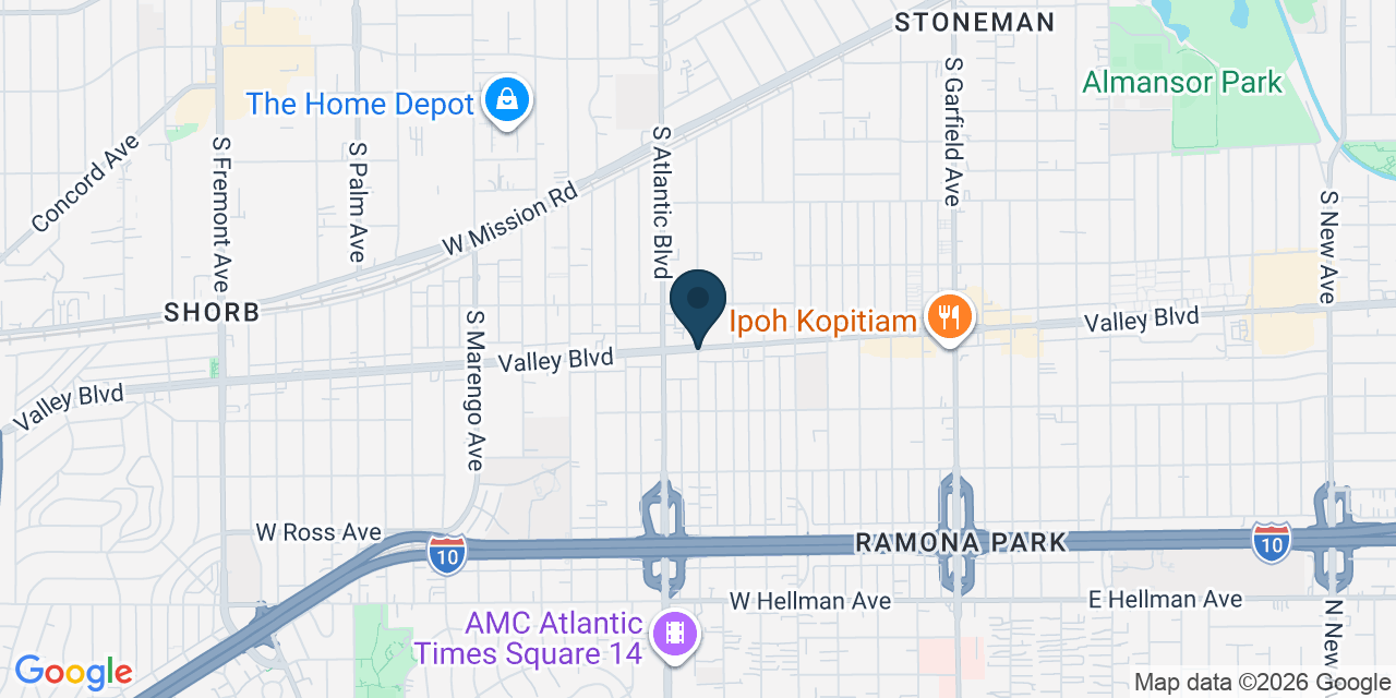 Map showing Alhambra, Los Angeles County, CA
