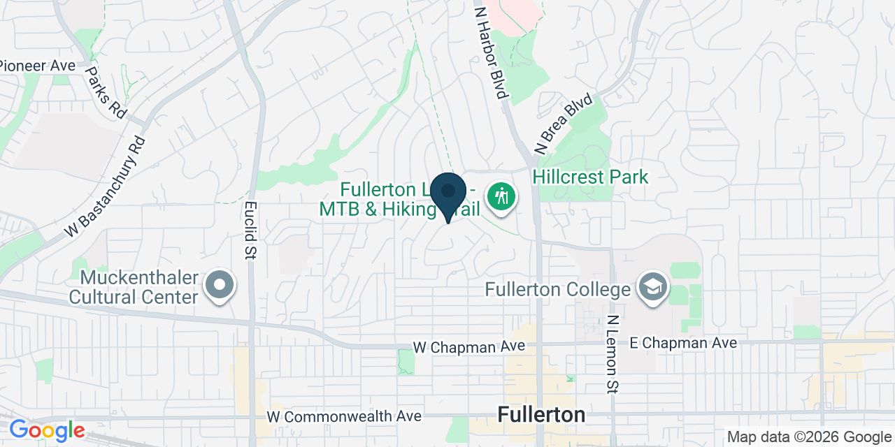 Map showing Fullerton, Orange County, CA
