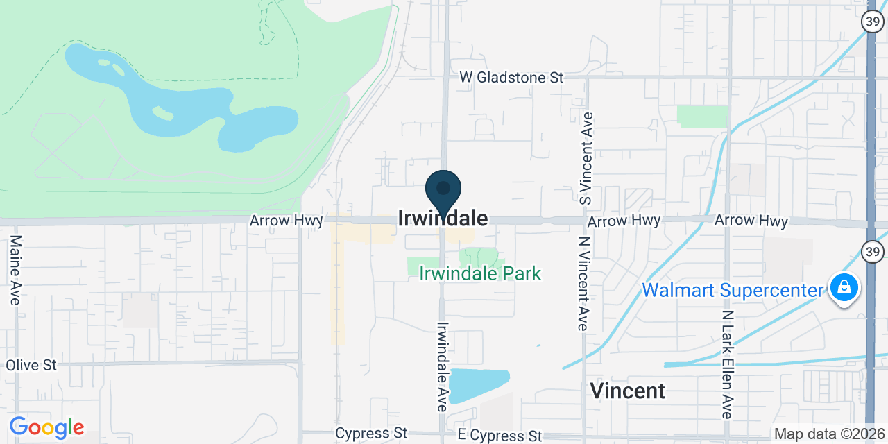Map showing Irwindale, Los Angeles County, CA