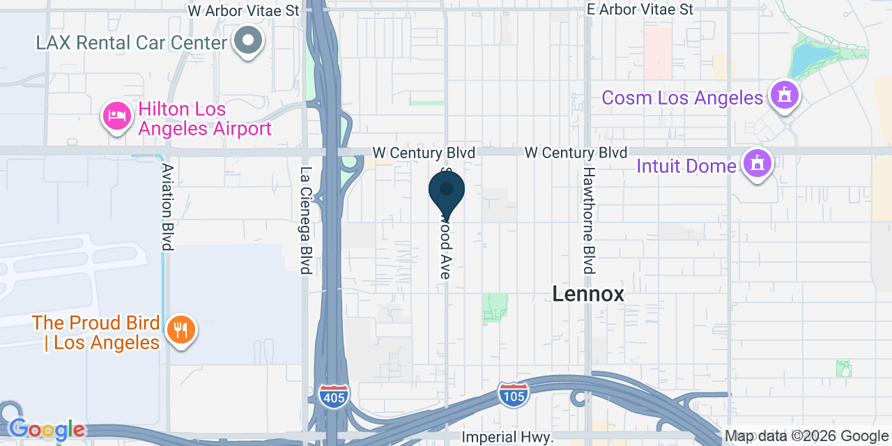 Map showing Lennox, Los Angeles County, CA