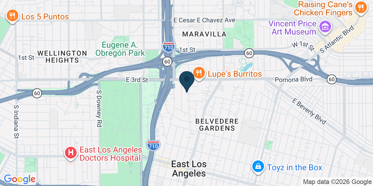 Map showing East Los Angeles, Los Angeles County, CA