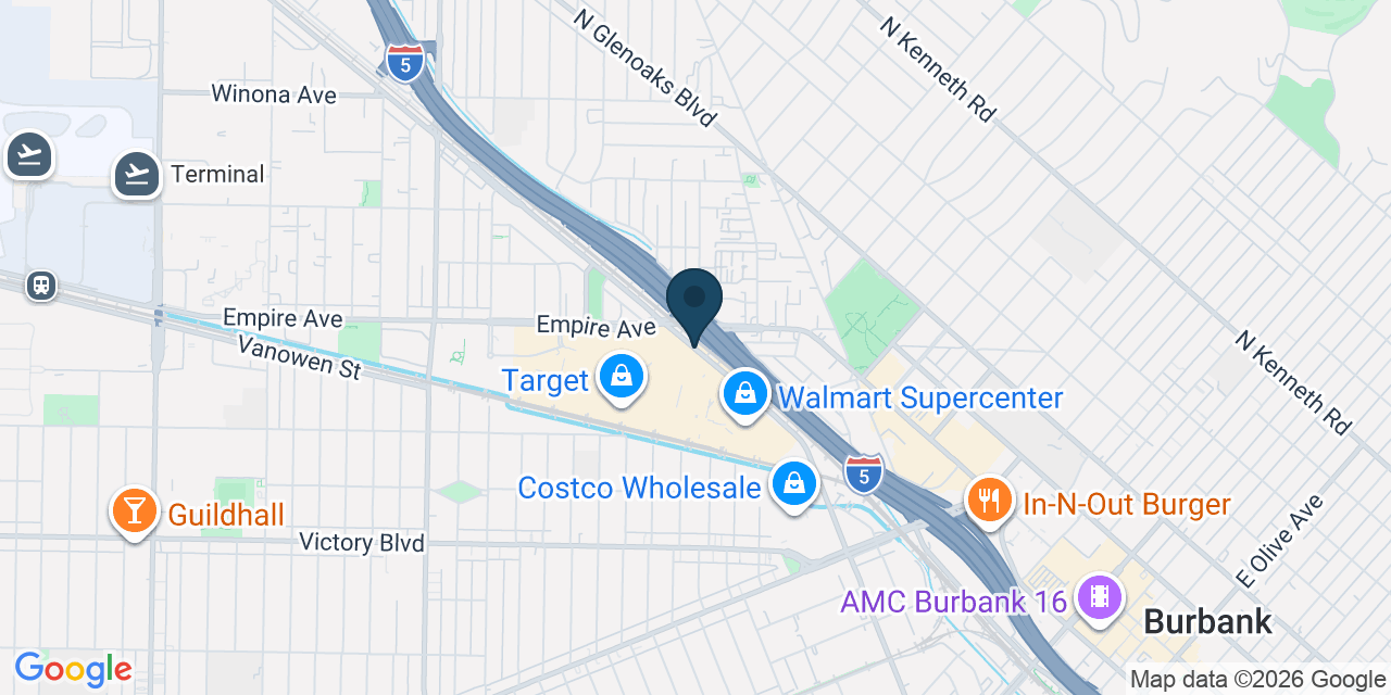 Map showing Burbank, Los Angeles County, CA