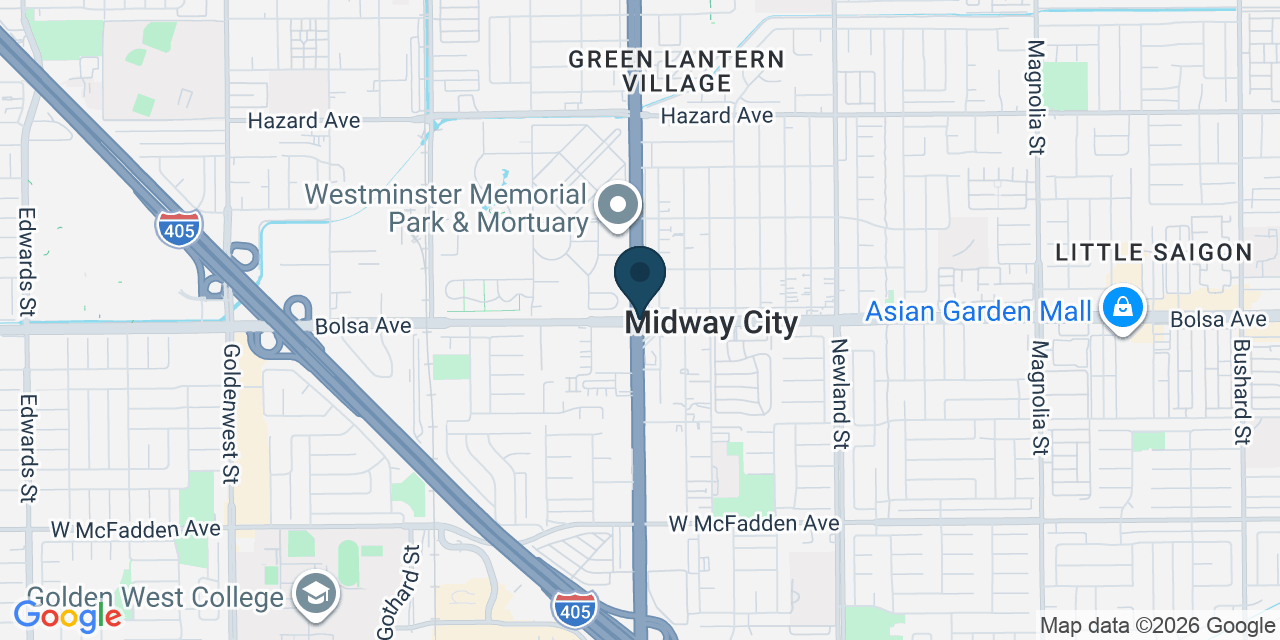 Map showing Westminster, Orange County, CA