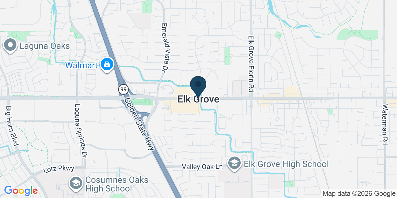 Map showing Elk Grove, Sacramento County, CA
