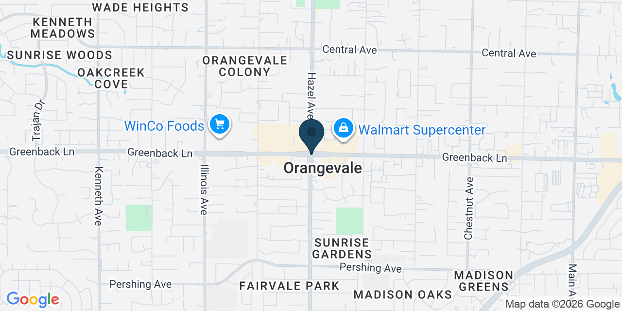 Map showing Orangevale, Sacramento County, CA