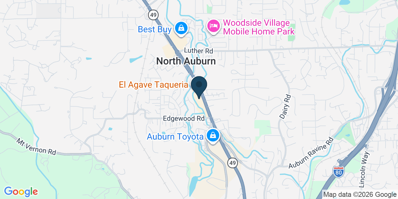 Map showing Auburn, Placer County, CA