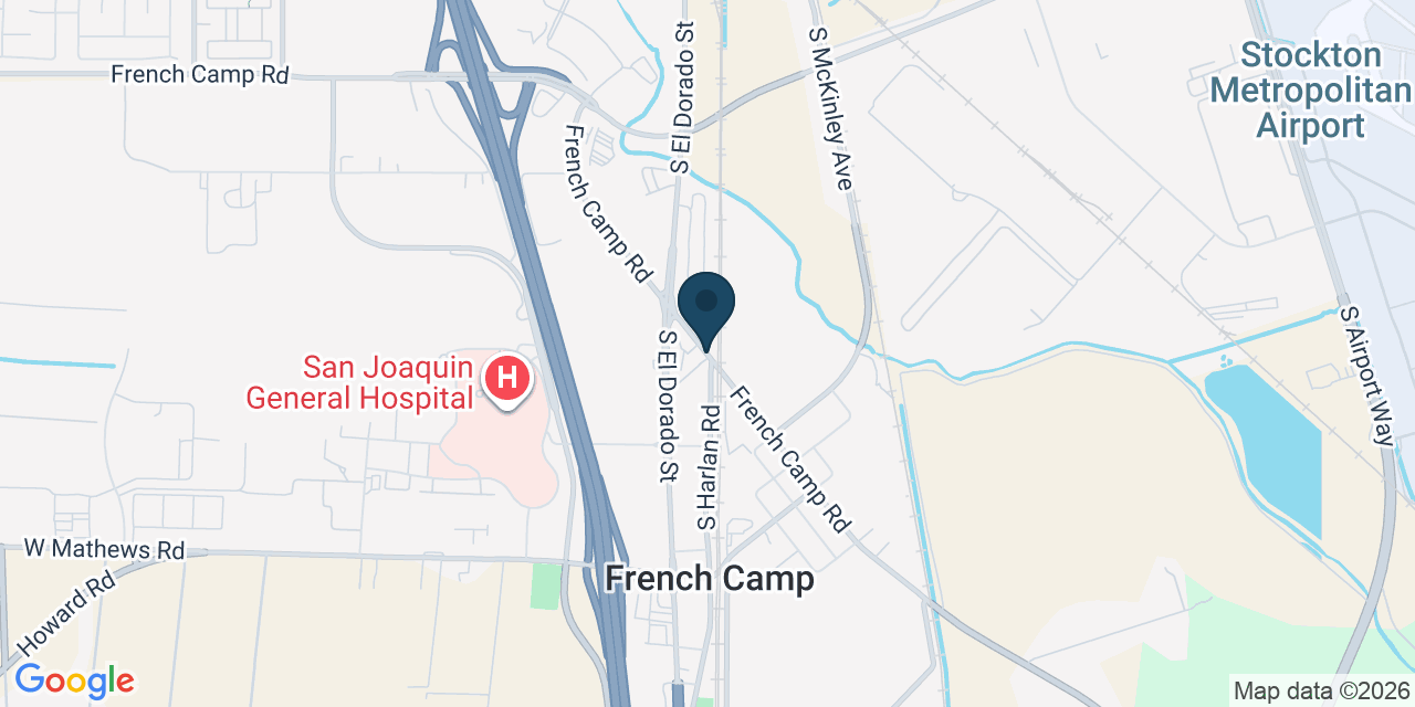 Map showing French Camp, San Joaquin County, CA