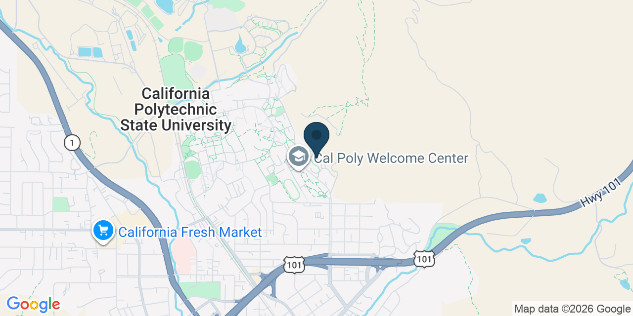 Map showing California Polytechnic State University, San Luis Obispo County, CA