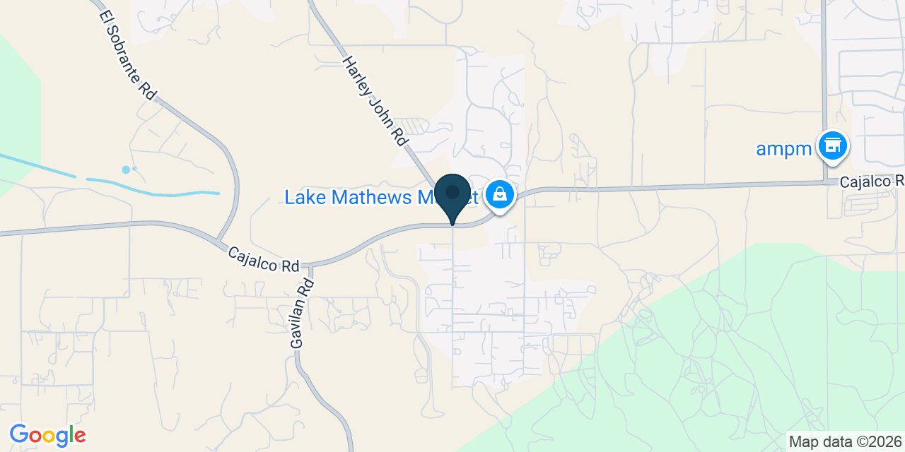 Map showing Lake Mathews, Riverside County, CA