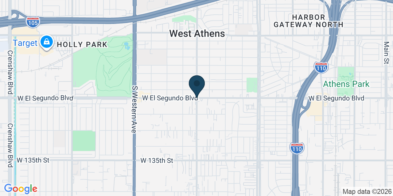 Map showing West Athens, Los Angeles County, CA