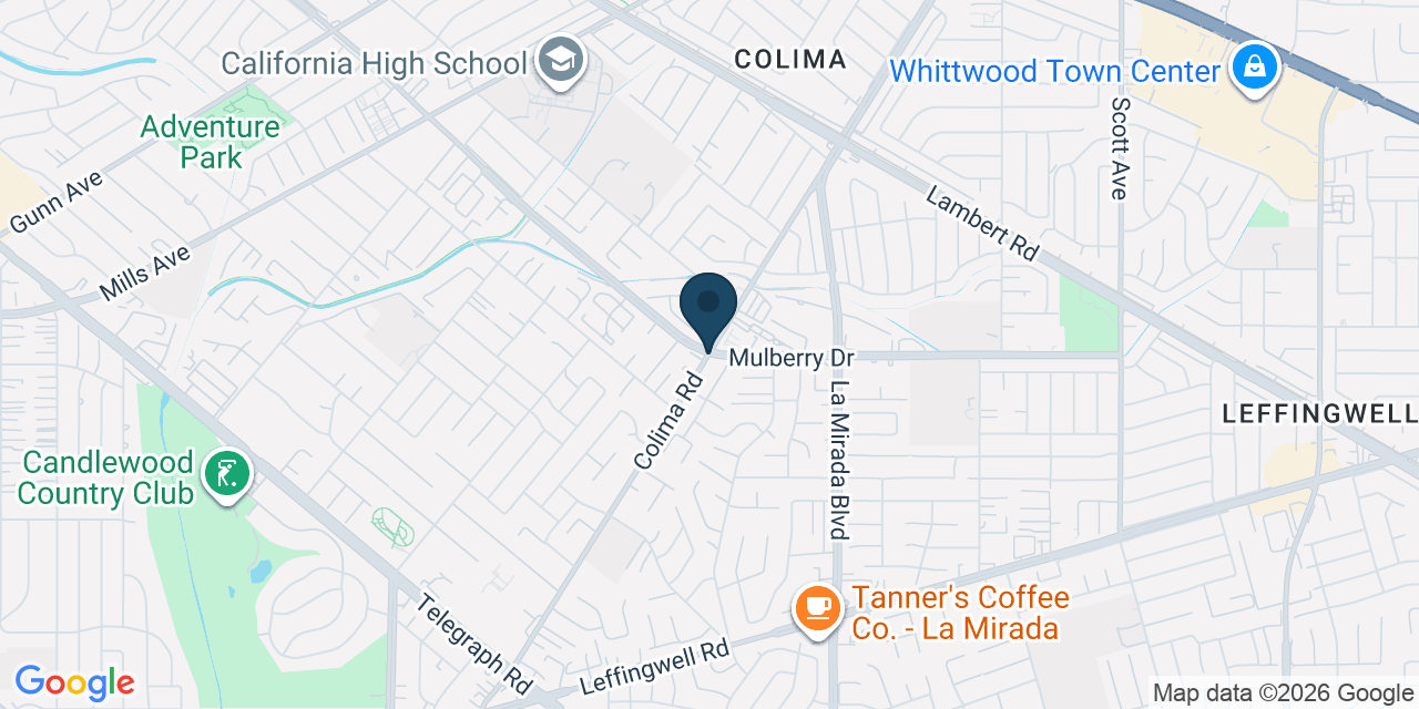 Map showing South Whittier, Los Angeles County, CA