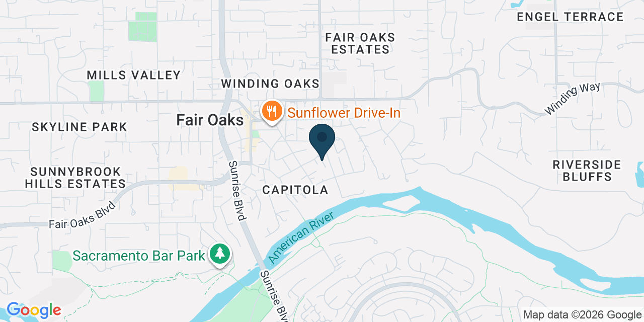 Map showing Fair Oaks, Sacramento County, CA