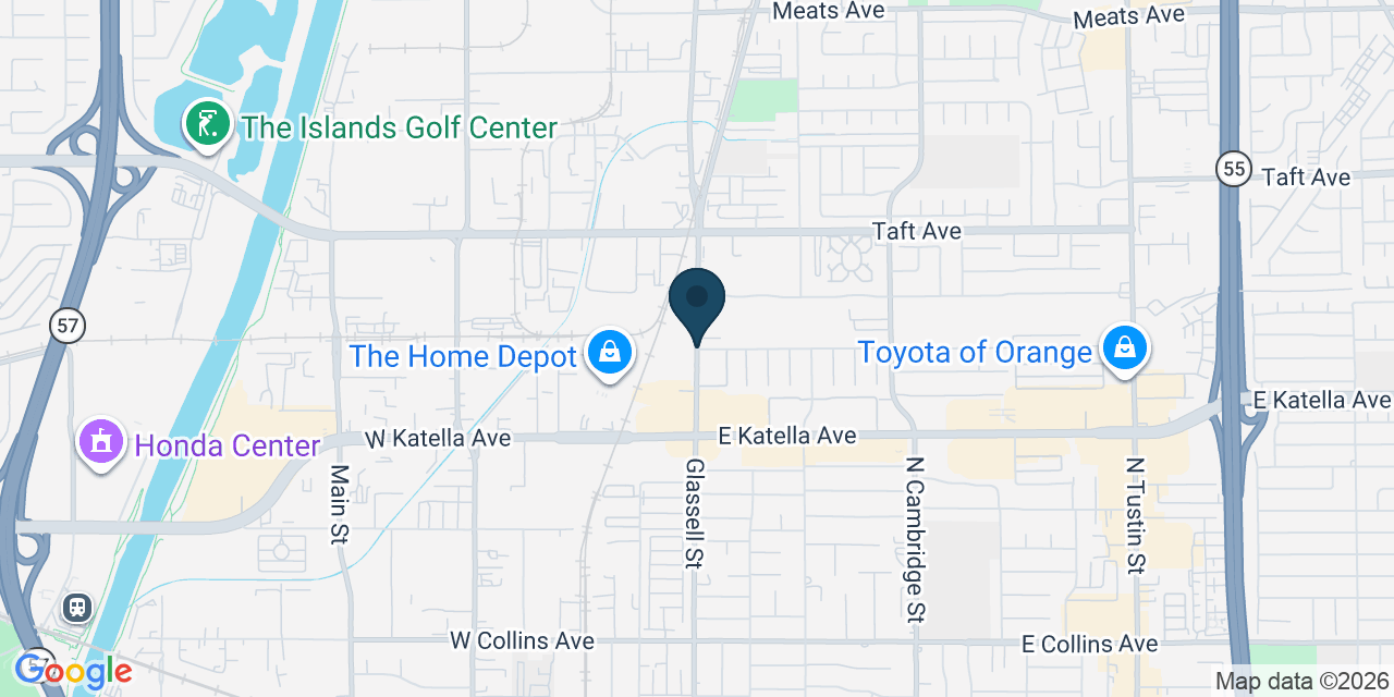 Map showing Orange County, CA