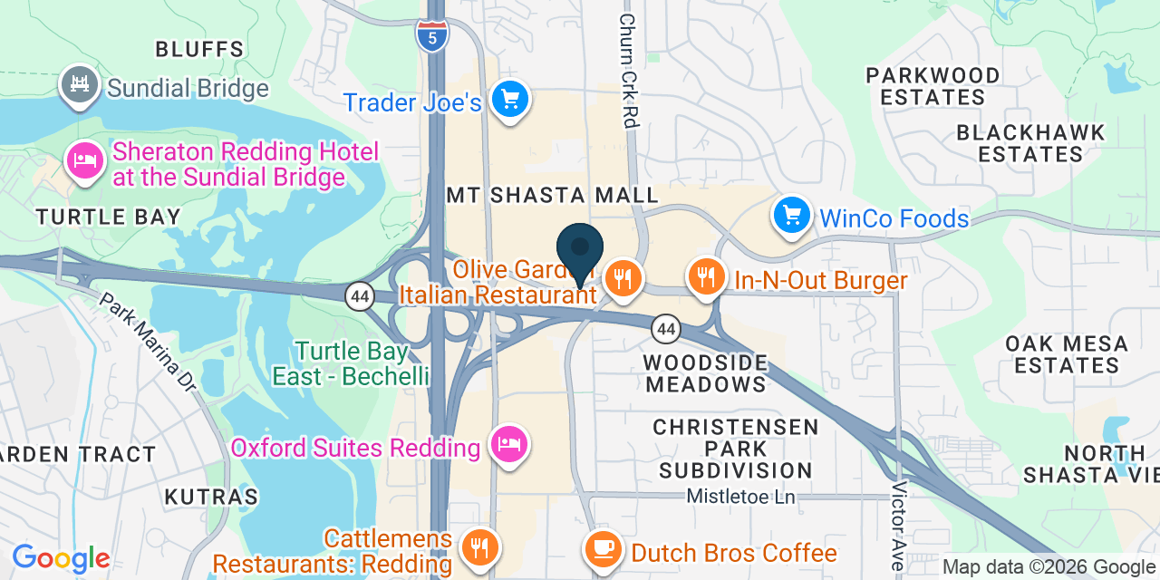 Map showing Redding, Shasta County, CA
