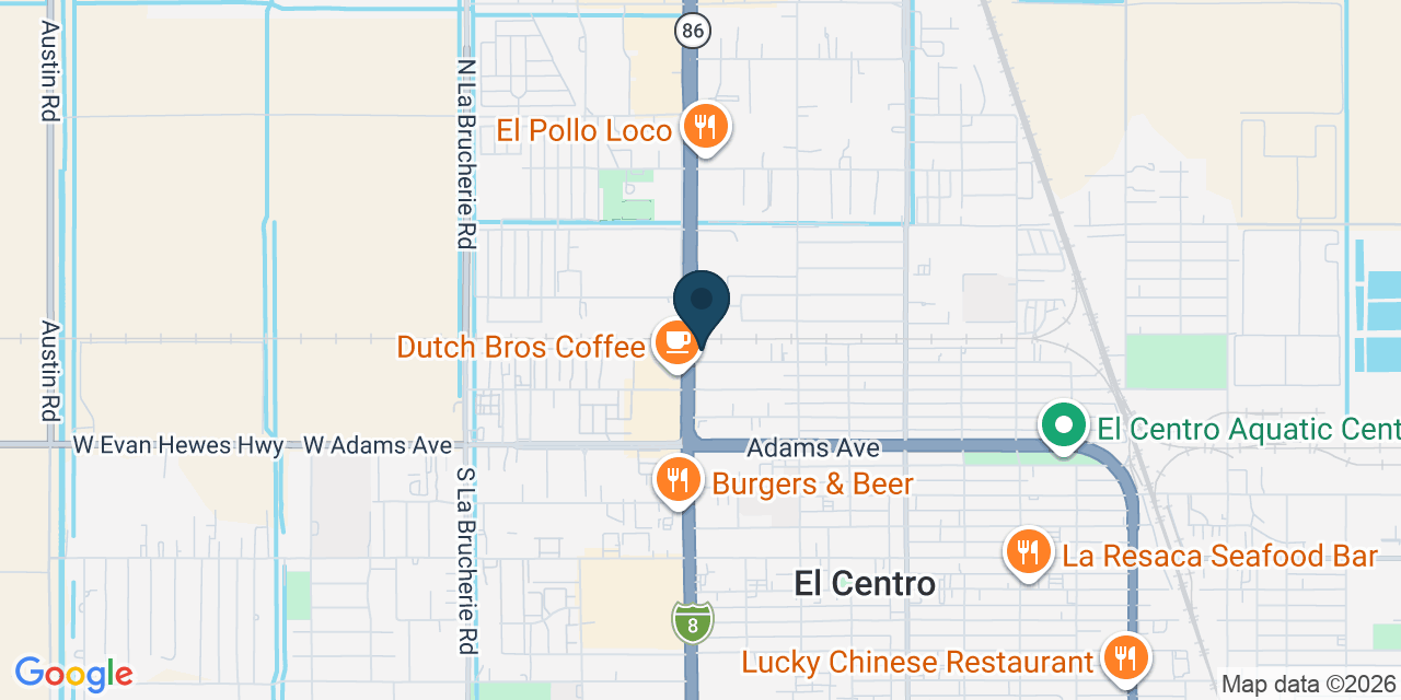 Map showing El Centro, Imperial County, CA