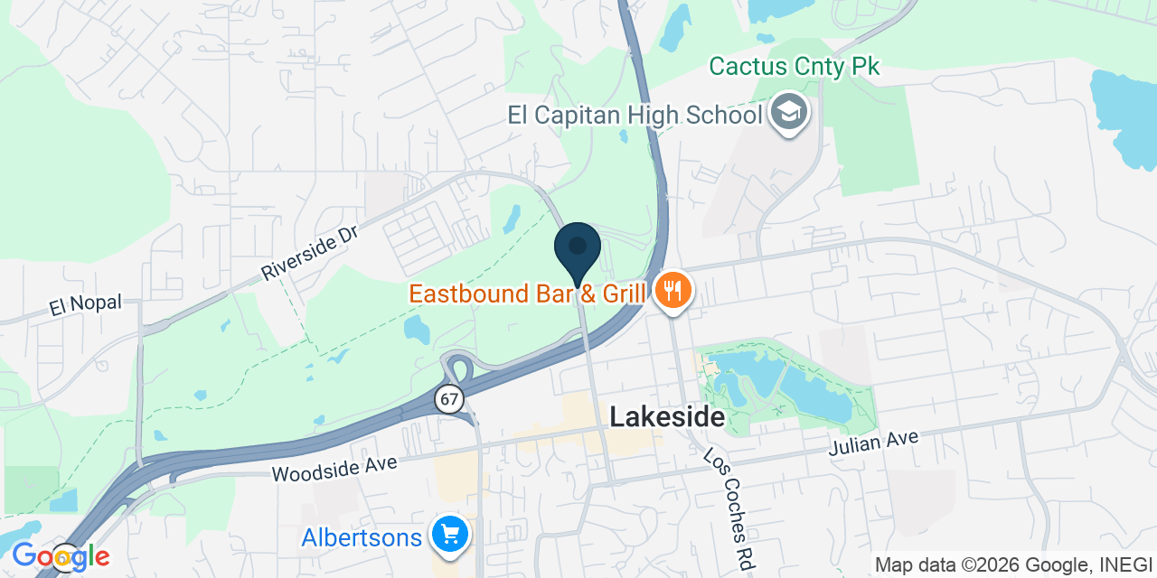 Map showing Lakeside, San Diego County, CA