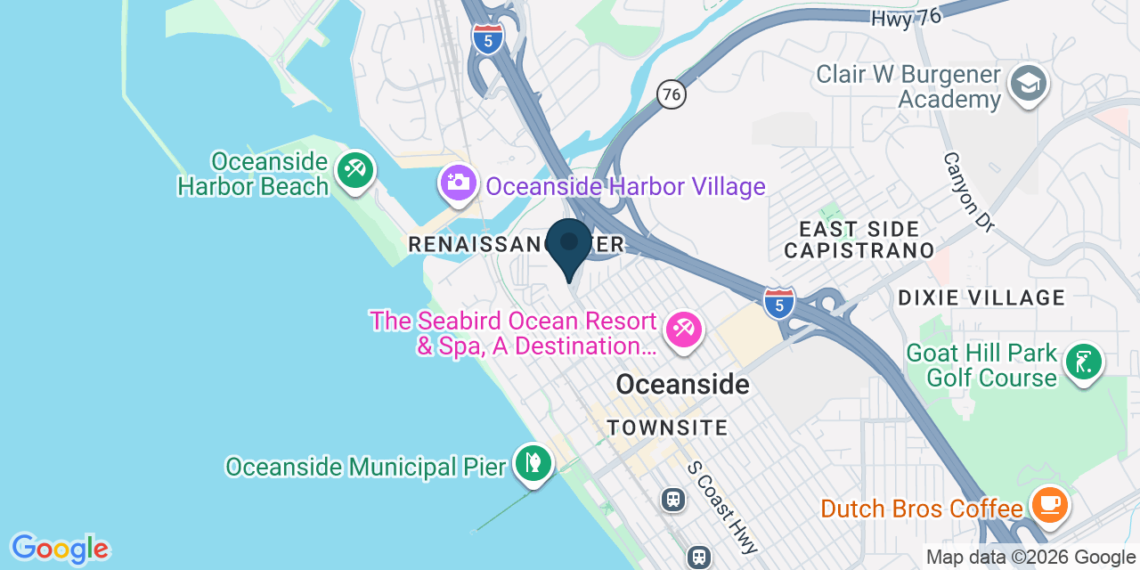 Map showing Oceanside, San Diego County, CA