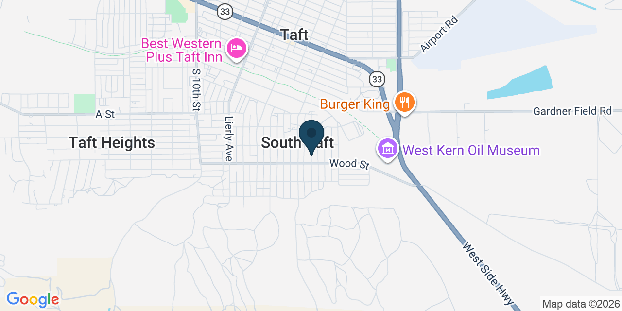 Map showing South Taft, Kern County, CA