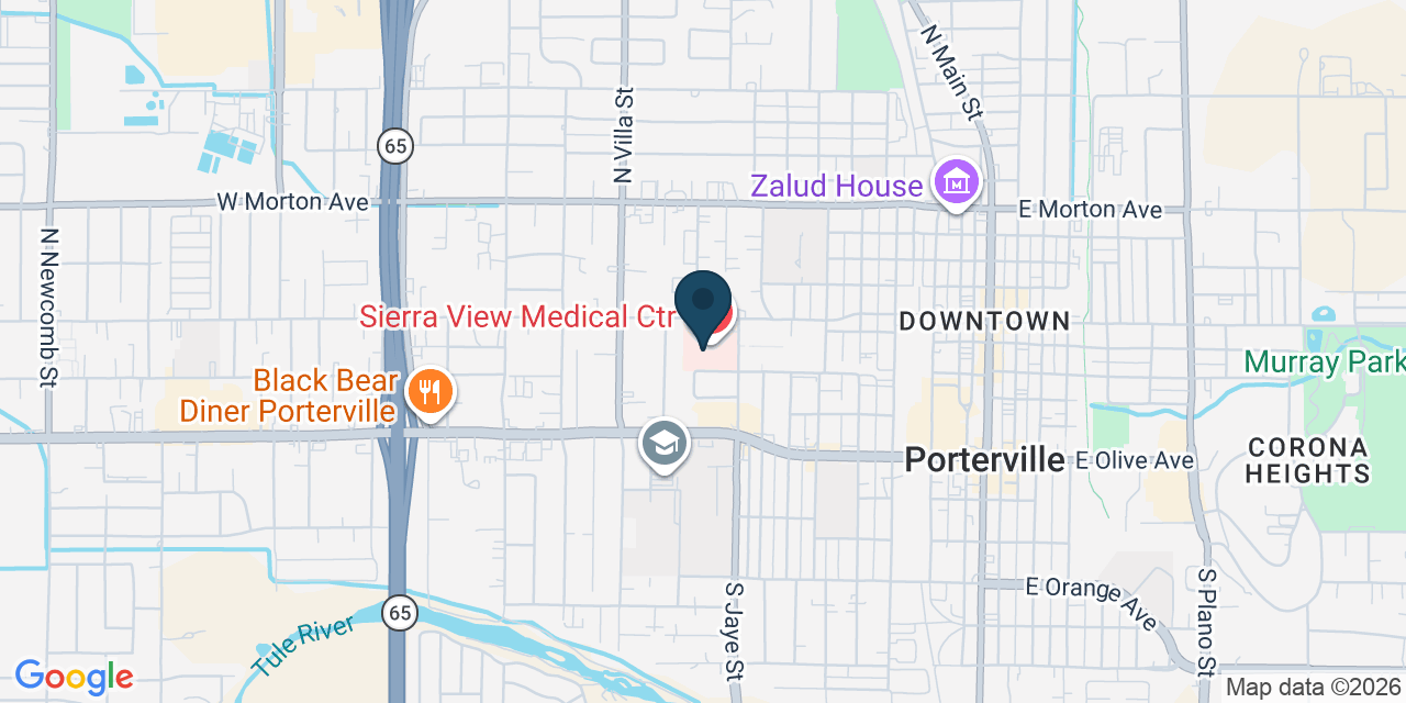 Map showing Porterville, Tulare County, CA