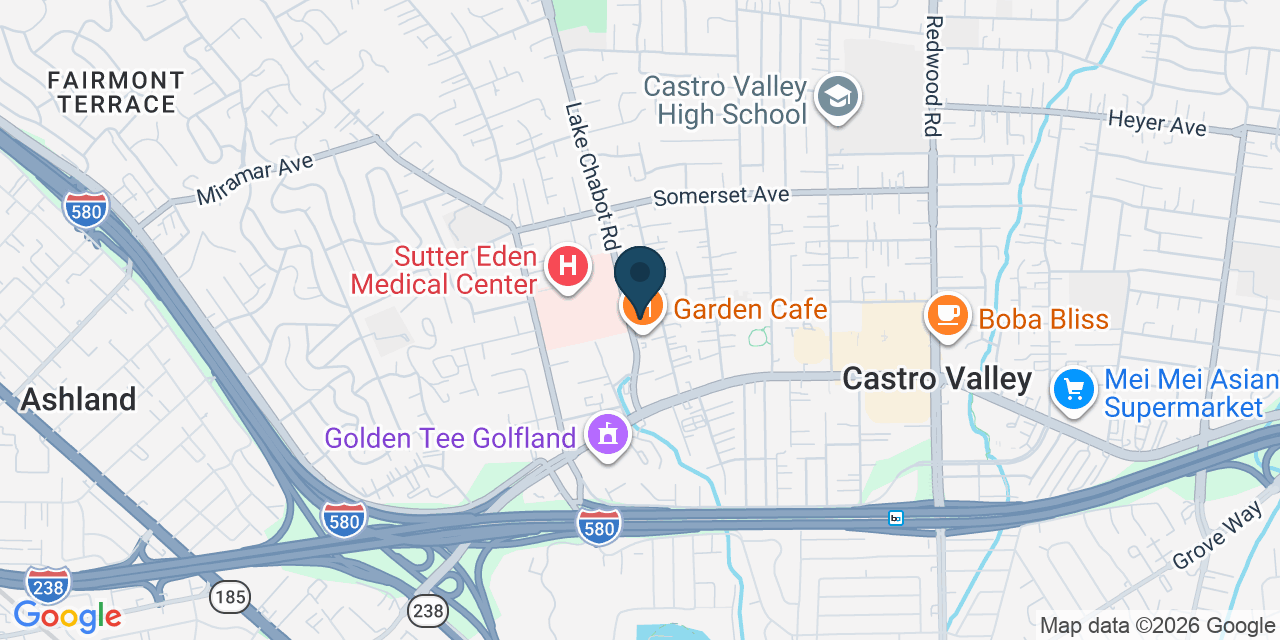 Map showing Castro Valley, Alameda County, CA
