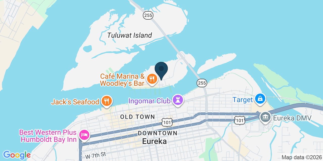 Map showing Eureka, Humboldt County, CA