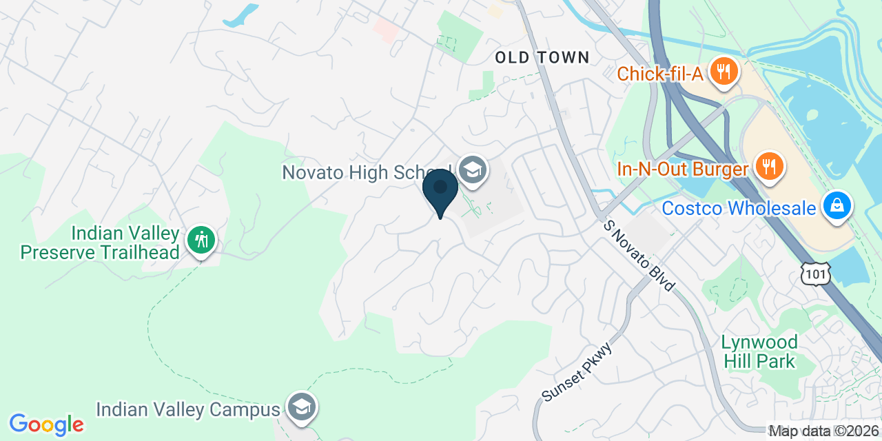 Map showing Novato, Marin County, CA