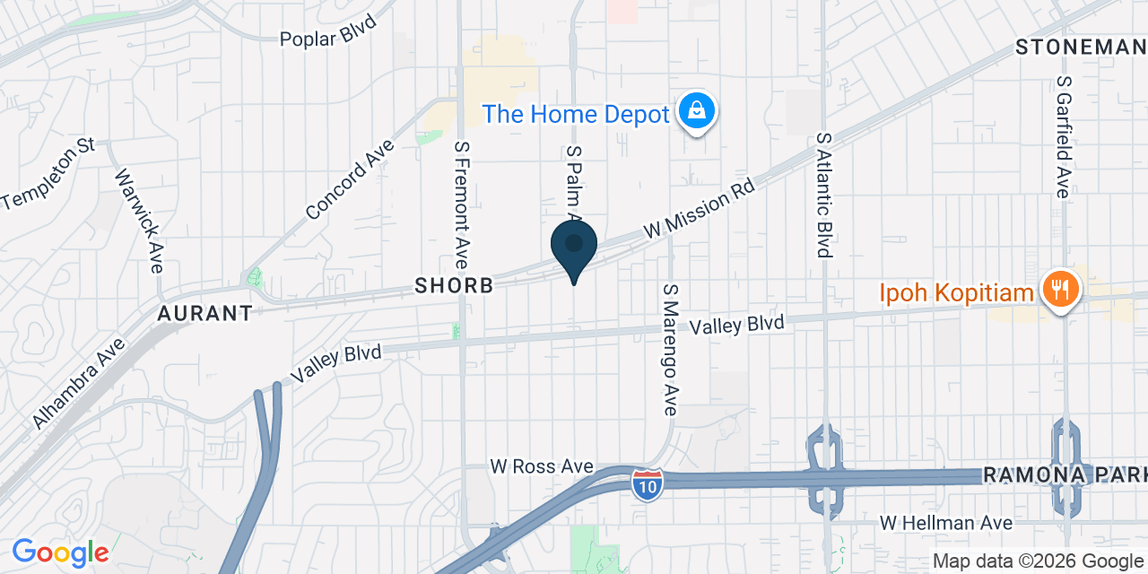 Map showing Alhambra, Los Angeles County, CA