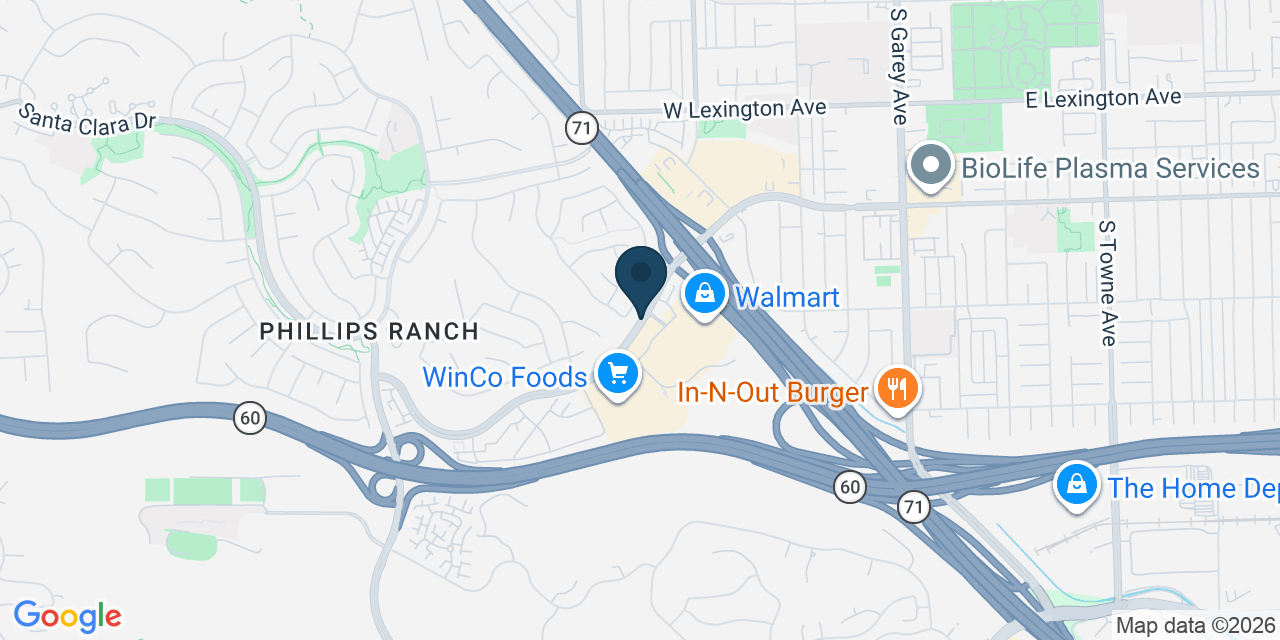 Map showing Pomona, Los Angeles County, CA
