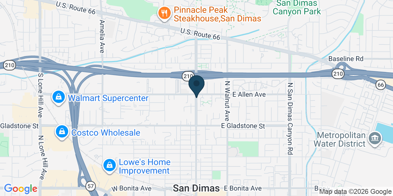 Map showing San Dimas, Los Angeles County, CA