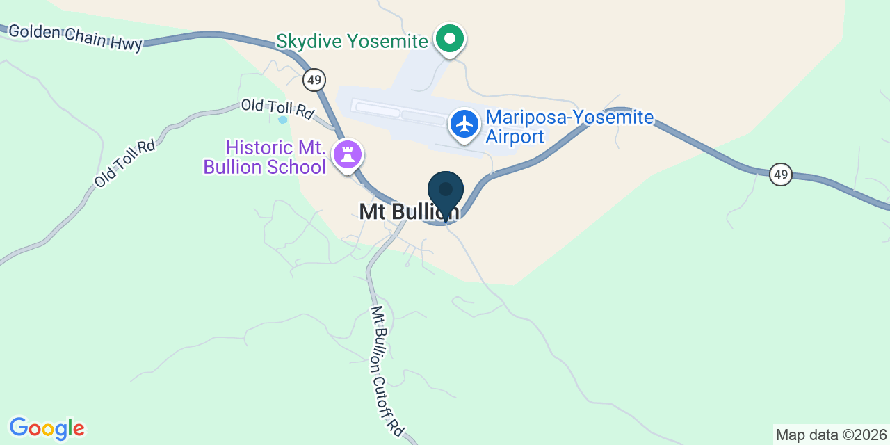 Map showing Mount Bullion, Mariposa County, CA