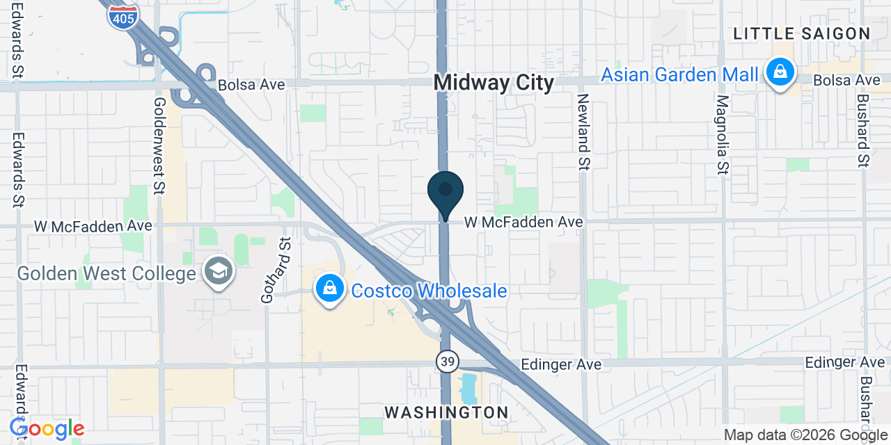 Map showing Midway City, Orange County, CA
