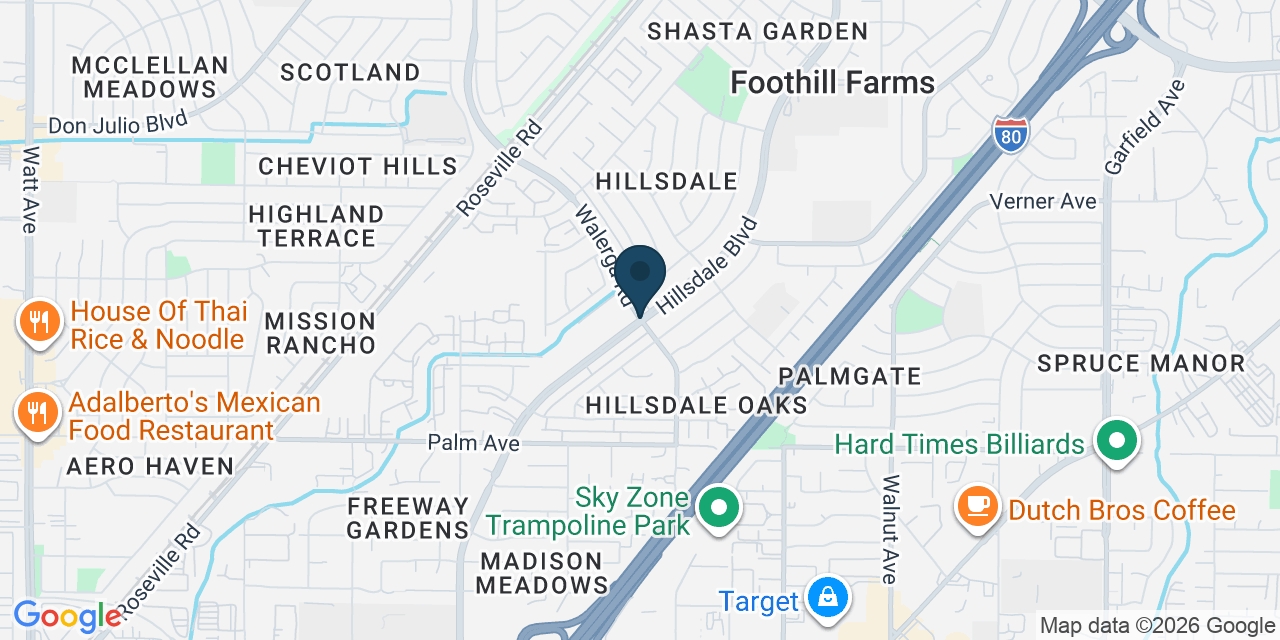Map showing Foothill Farms, Sacramento County, CA