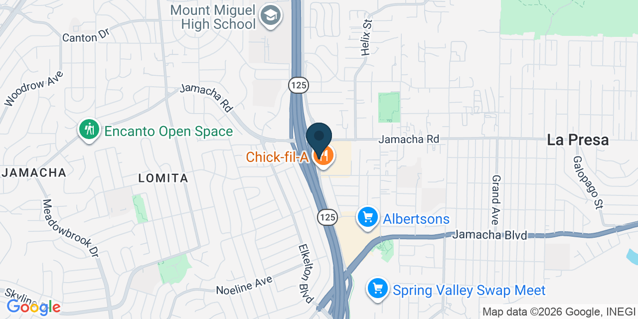 Map showing Spring Valley, San Diego County, CA