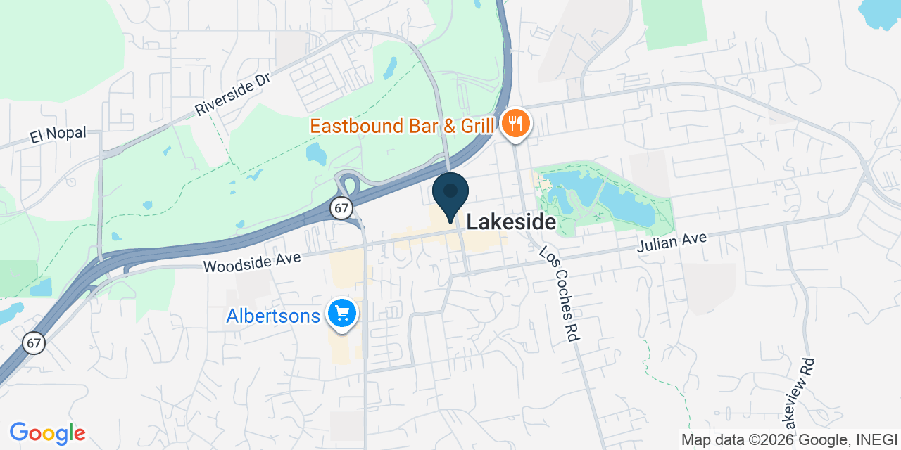 Map showing Lakeside, San Diego County, CA