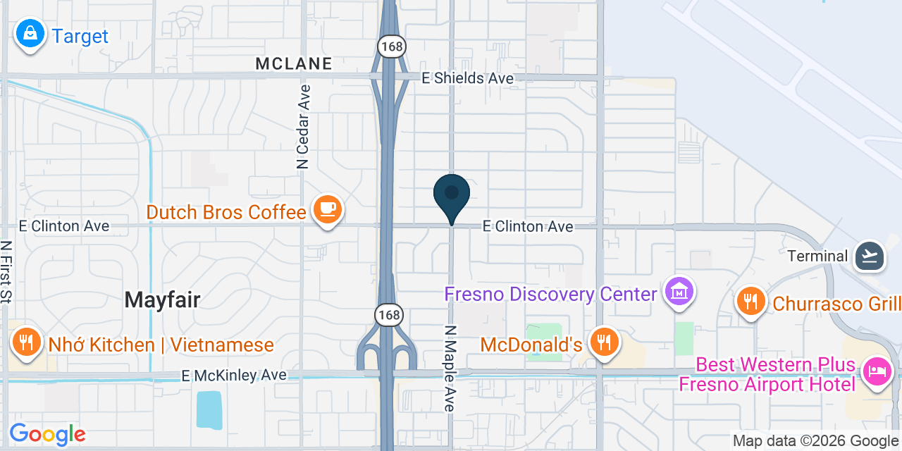 Map showing McLane, Fresno County, CA