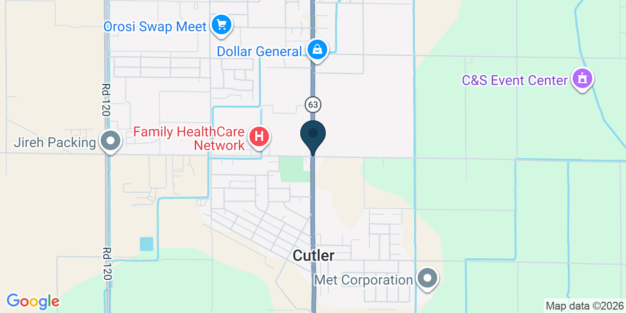 Map showing Cutler, Tulare County, CA