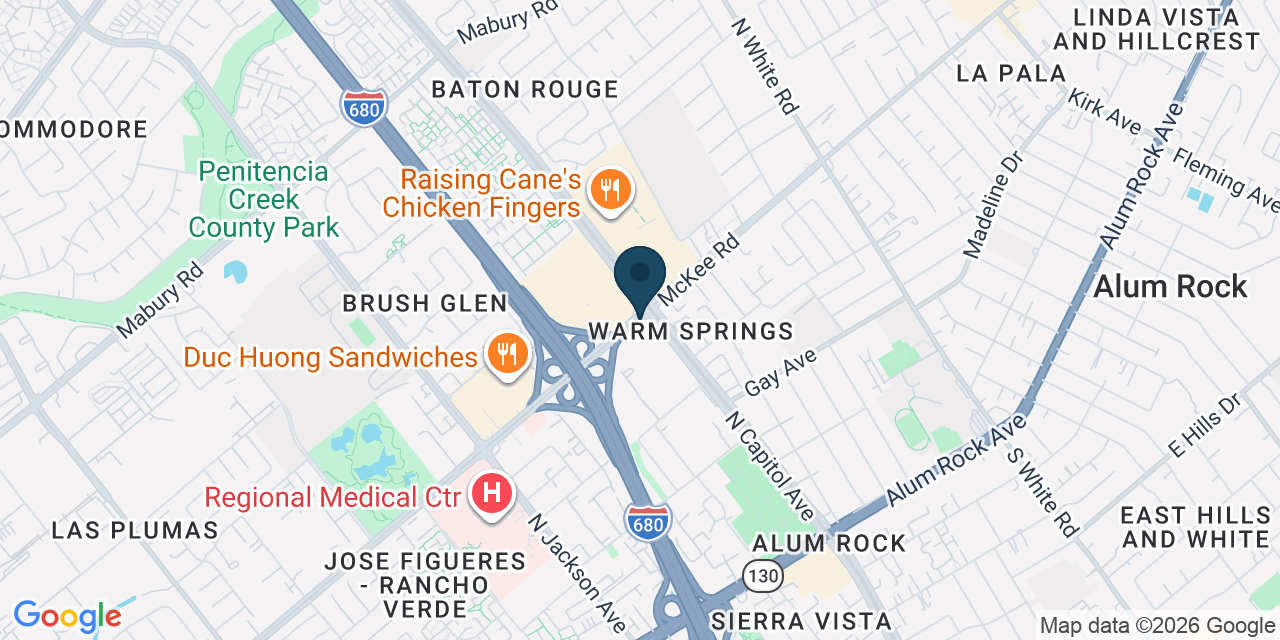 Map showing Alum Rock, Santa Clara County, CA